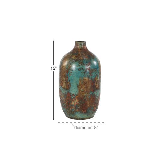 16" Blue Ceramic Rustic Vase